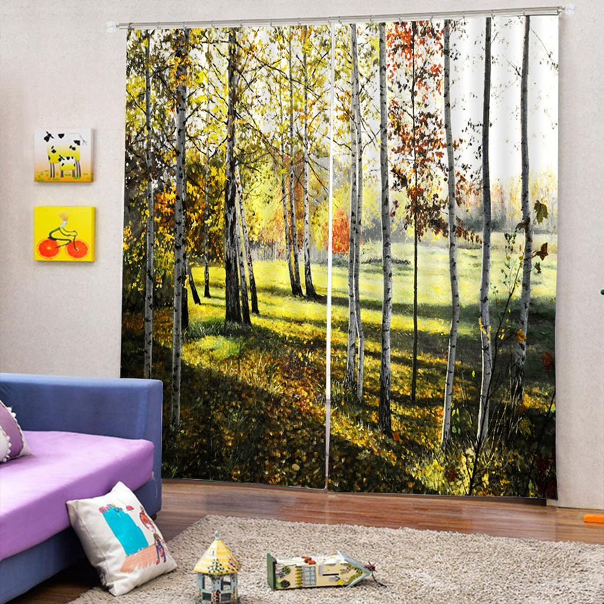 Modern Living Room Bedroom High Quality Window Full Shade Printing Curtain (170*200cm)