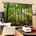 Forests Sunlight Printing Shading Curtains for Balcony Bedroom Drawing Room Window 150 * 166cm
