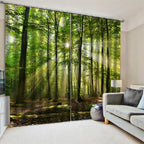 Forests Sunlight Printing Shading Curtains for Balcony Bedroom Drawing Room Window 150 * 166cm