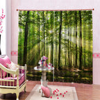 Forests Sunlight Printing Shading Curtains for Balcony Bedroom Drawing Room Window 150 * 166cm