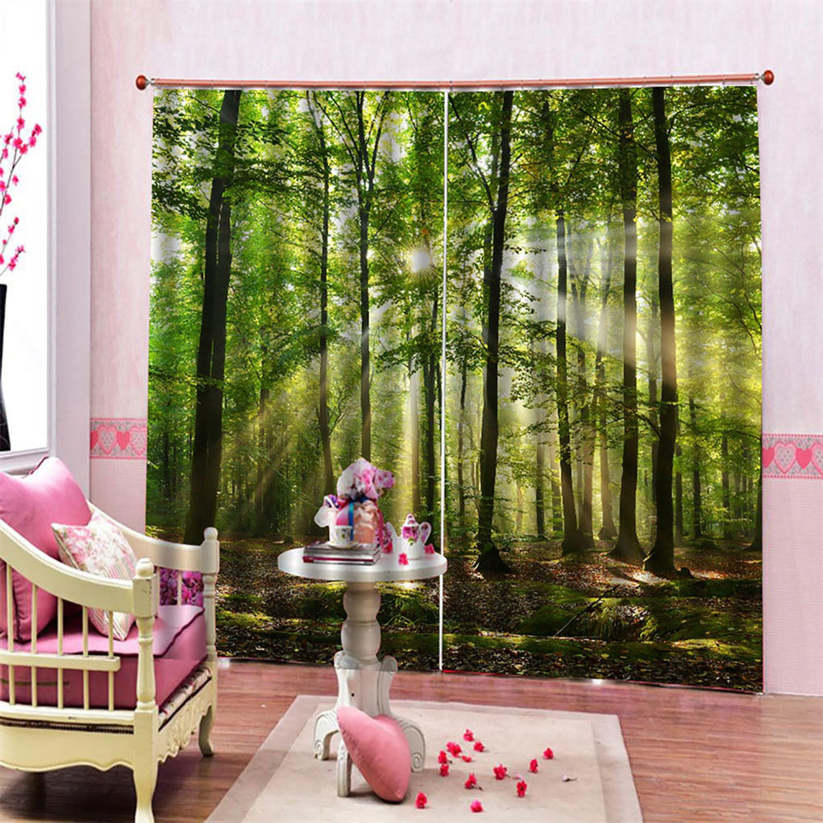 Forests Sunlight Printing Shading Curtains for Balcony Bedroom Drawing Room Window 150 * 166cm