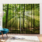 Forests Sunlight Printing Shading Curtains for Balcony Bedroom Drawing Room Window 150 * 166cm