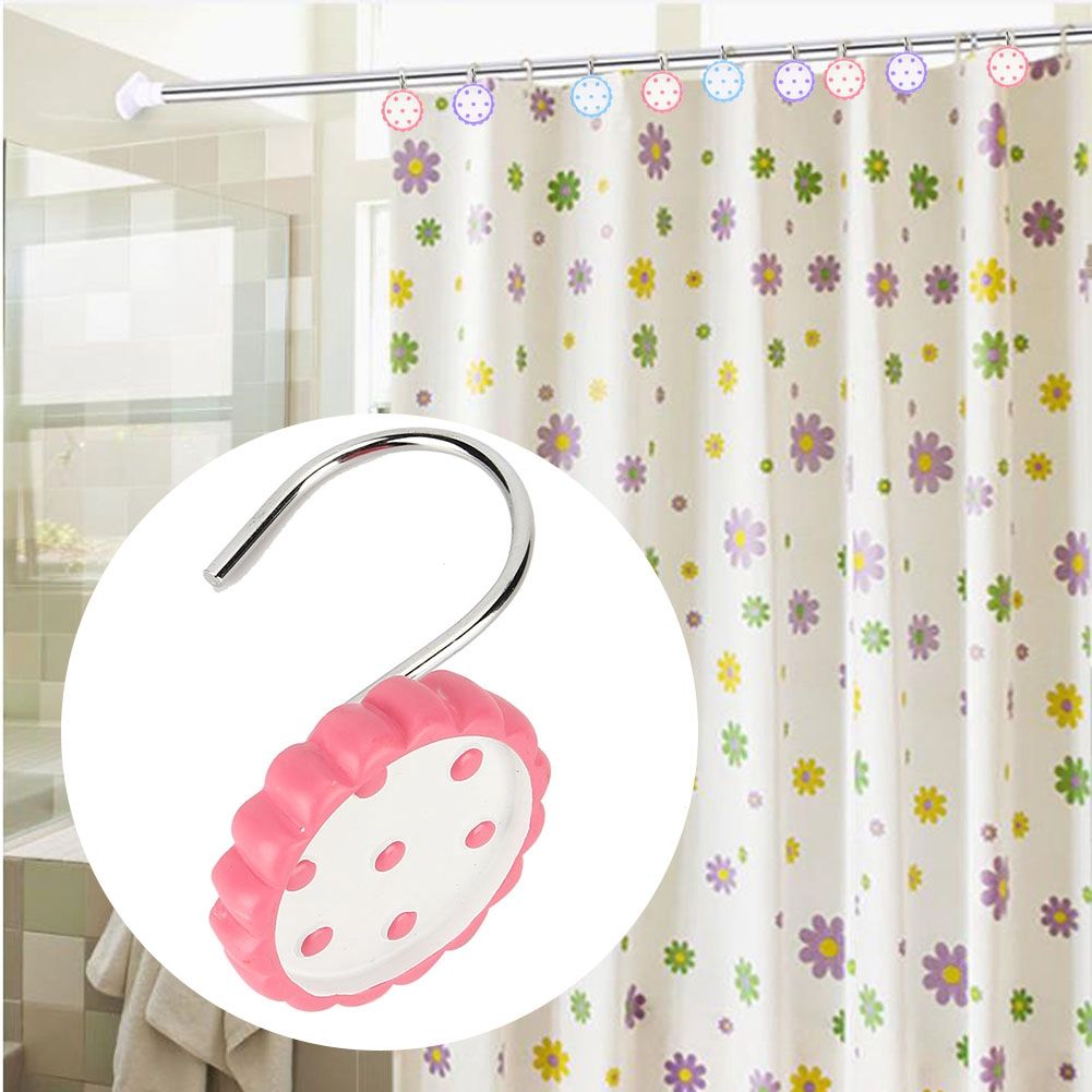 12 Pcs Sunflower Shaped Resin Curtain Hook Decorative Hanger for Bath Shower Curtain
