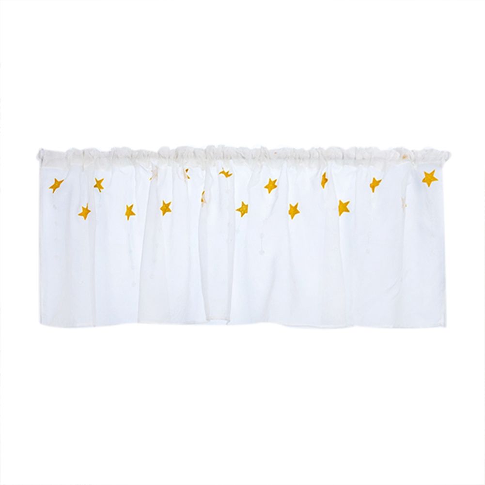 Kitchen Tiers Cabinet Embroidery Curtain Short Curtain Half Window Treatment(Yellow Stars)