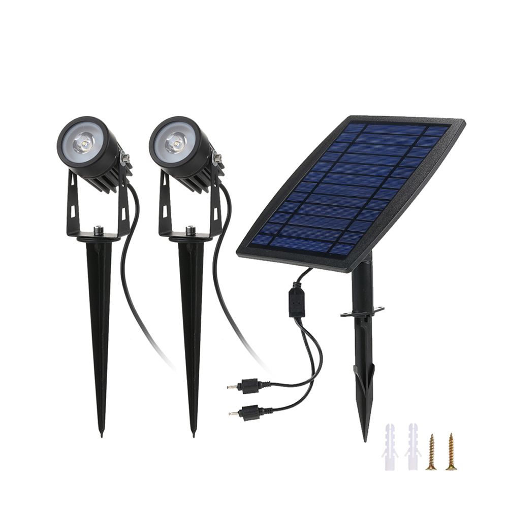 Tomshine 2W Dual Solar Powered Spotlights 130LM 2-IN-1 Water Resistant Outdoor Landscape Lawn Lamp Adjustable Hanging Light Auto On / Off for Outdoor Yard Garden Tree 9.8ft Cable Lenght White