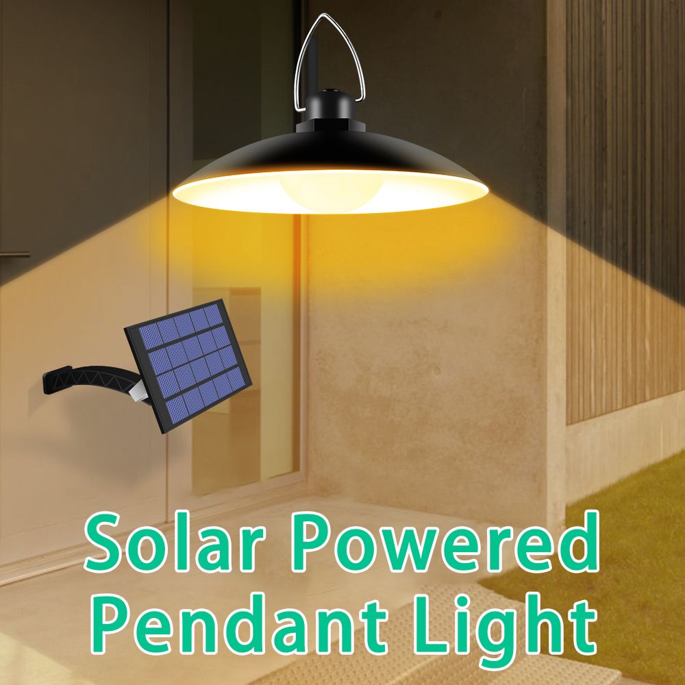 Solar Powered Pendants Light with Adjustable Panel Auto ON/OFF Lighting Sensor IP65 Water-resistant Hanging Lamp for Outdoor/Indoor Garden Patio Yard Storage