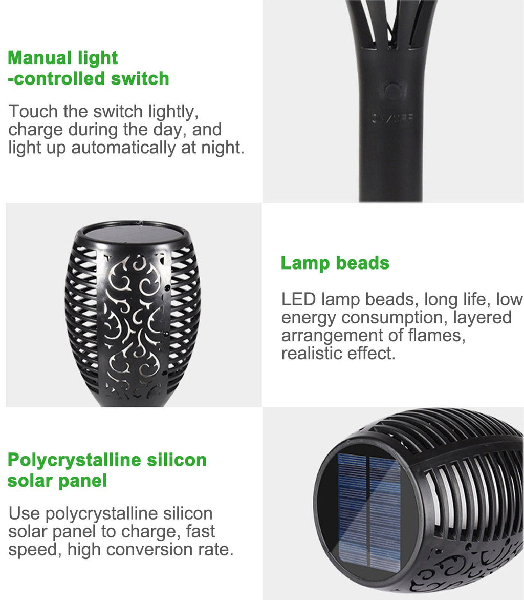 Solar Flame Lights Outdoor Garden Lights Ground Plug Lights Simulation Torch Lights Waterproof Garden Lights Solar Landscape Lights