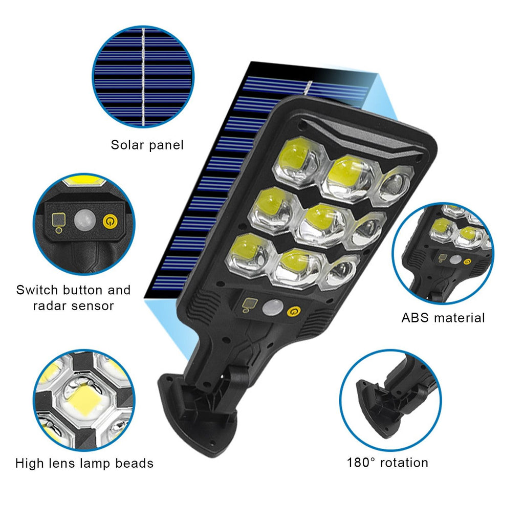 Super Bright Solar Street Light PIR Motion Sensor Lights Outdoor Courtyard Light Solar Powered Security Light Auto On/Off with Remote Control IP65 Waterproof