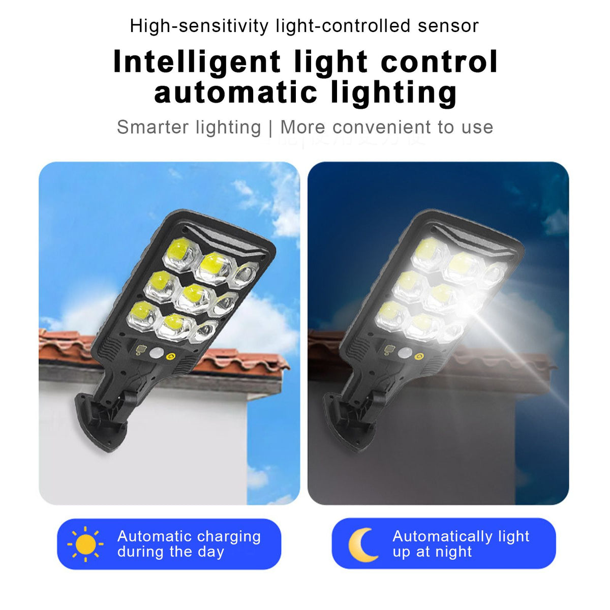 Super Bright Solar Street Light PIR Motion Sensor Lights Outdoor Courtyard Light Solar Powered Security Light Auto On/Off with Remote Control IP65 Waterproof