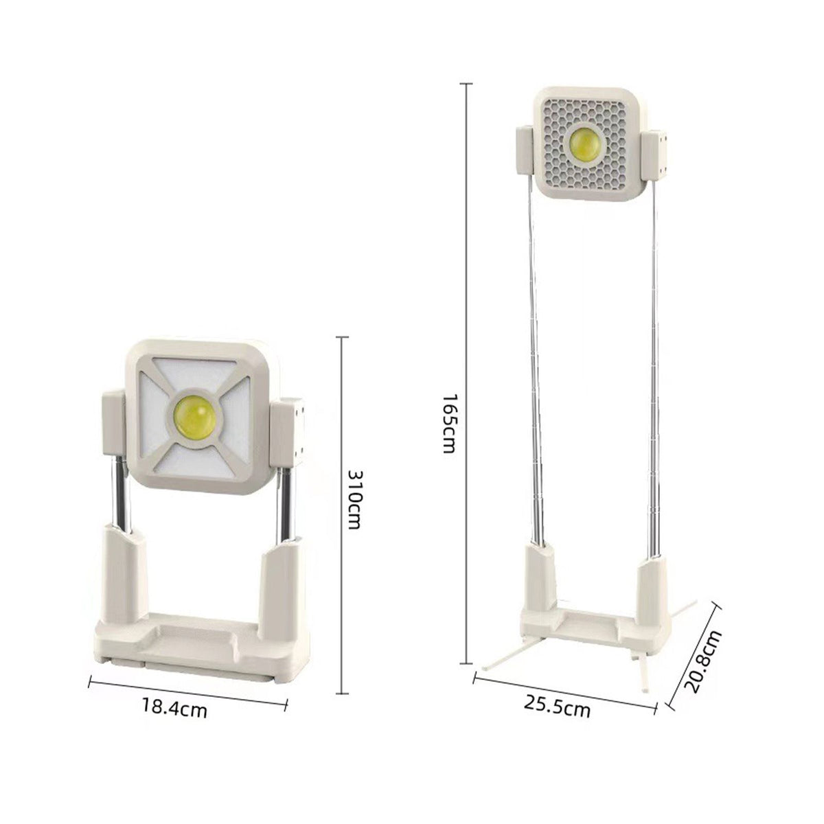 Solar Work Light Outdoor Tent Light Portable Portable USB Rechargeable Floodlight Camping Light Height Adjustable Multiple Lighting Modes (Bright Light/Low Light/Warm Light/Red Light Burst)