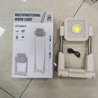 Solar Work Light Outdoor Tent Light Portable Portable USB Rechargeable Floodlight Camping Light Height Adjustable Multiple Lighting Modes (Bright Light/Low Light/Warm Light/Red Light Burst)
