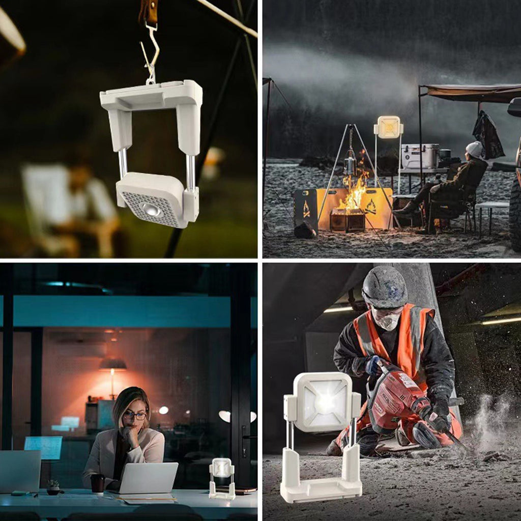 Solar Work Light Outdoor Tent Light Portable Portable USB Rechargeable Floodlight Camping Light Height Adjustable Multiple Lighting Modes (Bright Light/Low Light/Warm Light/Red Light Burst)