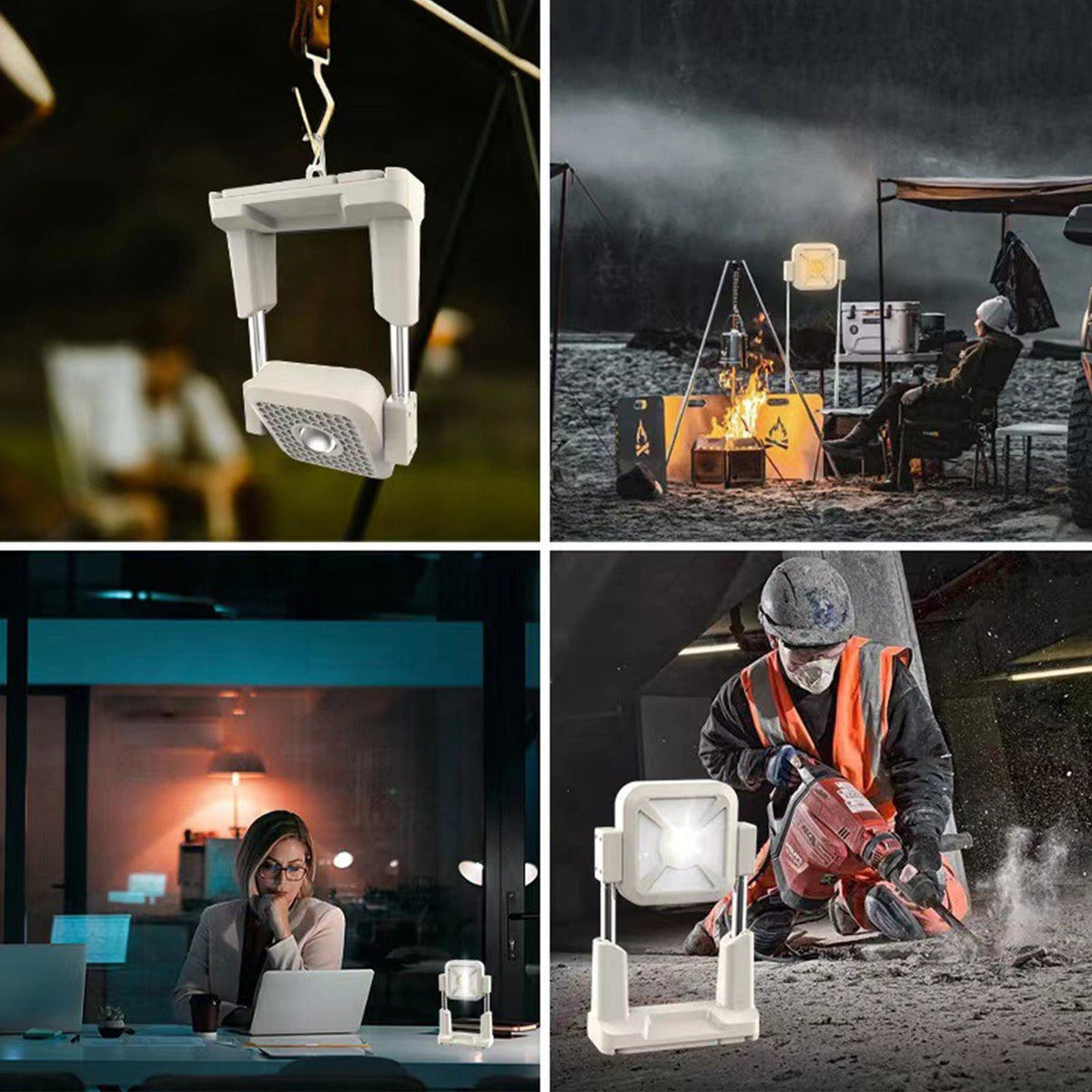 Solar Work Light Outdoor Tent Light Portable Portable USB Rechargeable Floodlight Camping Light Height Adjustable Multiple Lighting Modes (Bright Light/Low Light/Warm Light/Red Light Burst)
