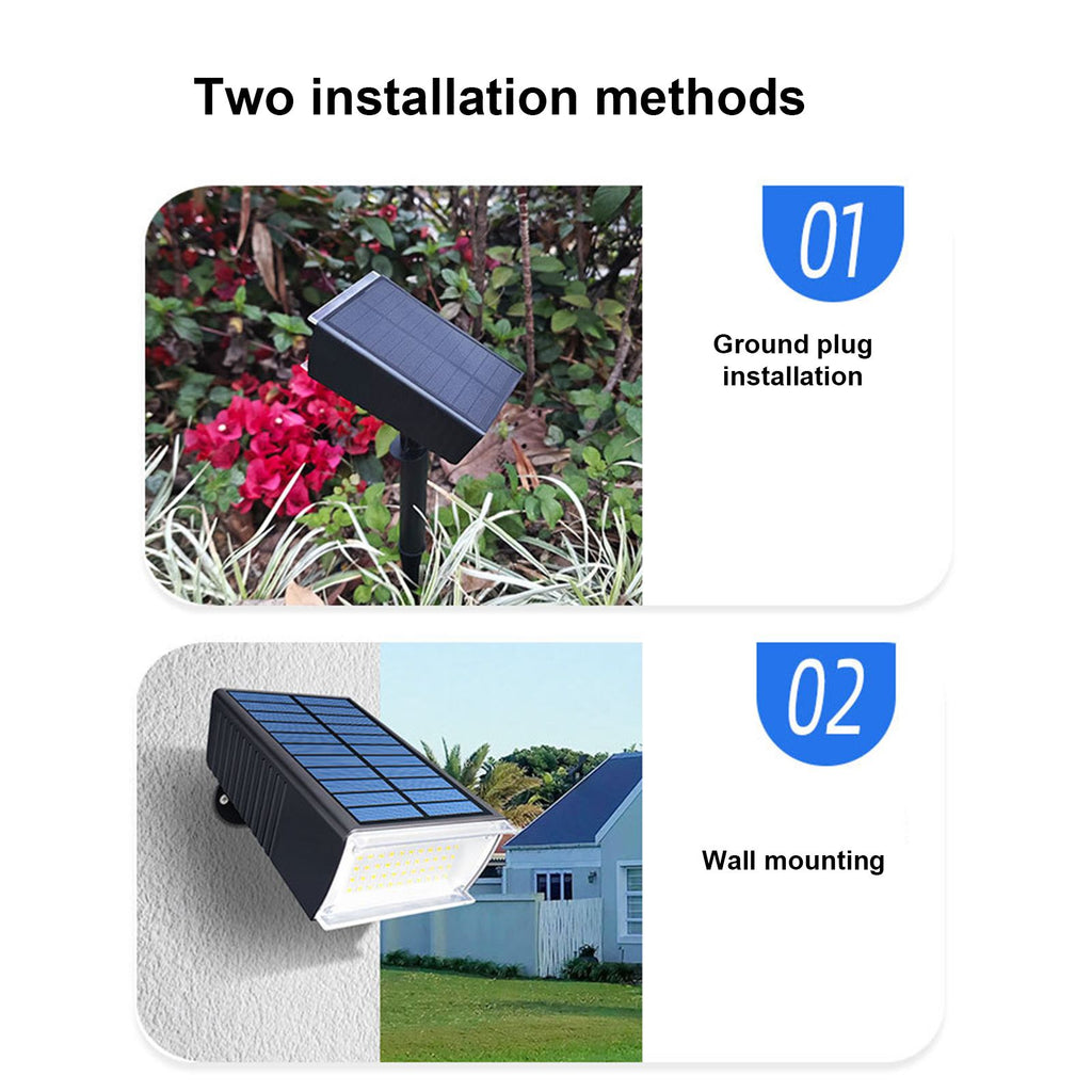 Outdoor Solar Garden Lights Lawn Lamp Solar Powered Ground Stake Light Landscape Light Wall Lamp 90° Rotating Lamp Head IP65 Waterproof for Yards
