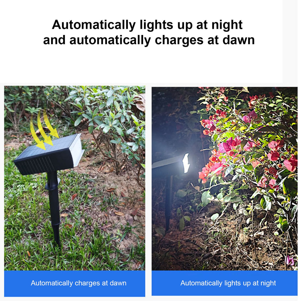 Outdoor Solar Garden Lights Lawn Lamp Solar Powered Ground Stake Light Landscape Light Wall Lamp 90° Rotating Lamp Head IP65 Waterproof for Yards
