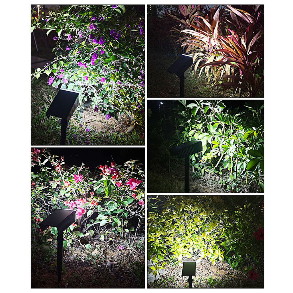 Outdoor Solar Garden Lights Lawn Lamp Solar Powered Ground Stake Light Landscape Light Wall Lamp 90° Rotating Lamp Head IP65 Waterproof for Yards