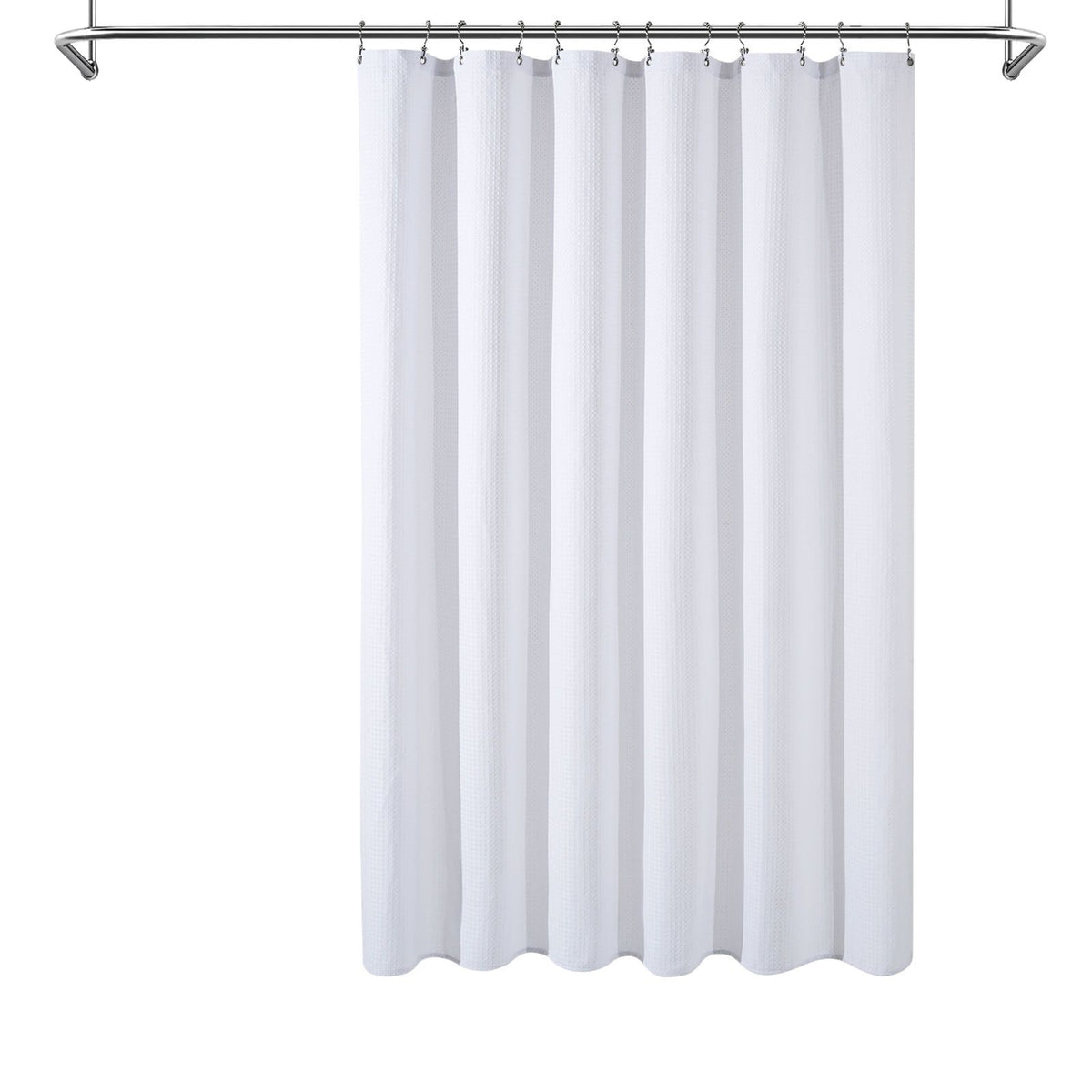 Waffle Fabric Shower Curtain with Liner and Hooks Set Bathroom Curtain for Home Hotel 72 X 72in White