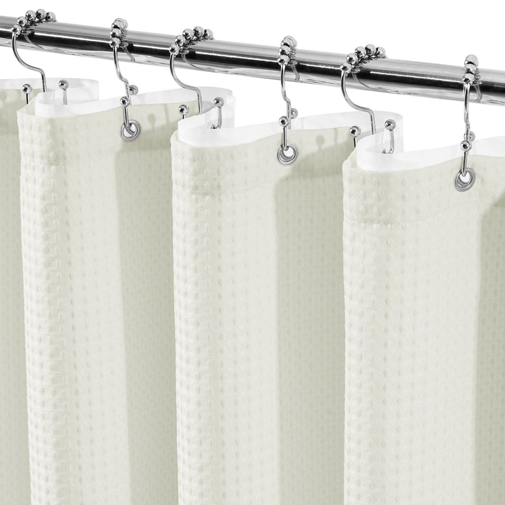 230gsm Waffle Shower Curtain Beige Bath Curtain with Weighted Hem for Cloakroom and Shower Room