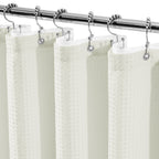 230gsm Waffle Shower Curtain Beige Bath Curtain with Weighted Hem for Cloakroom and Shower Room