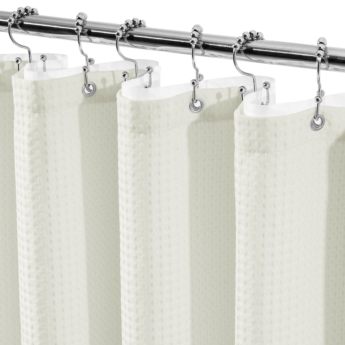 230gsm Waffle Shower Curtain Beige Bath Curtain with Weighted Hem for Cloakroom and Shower Room
