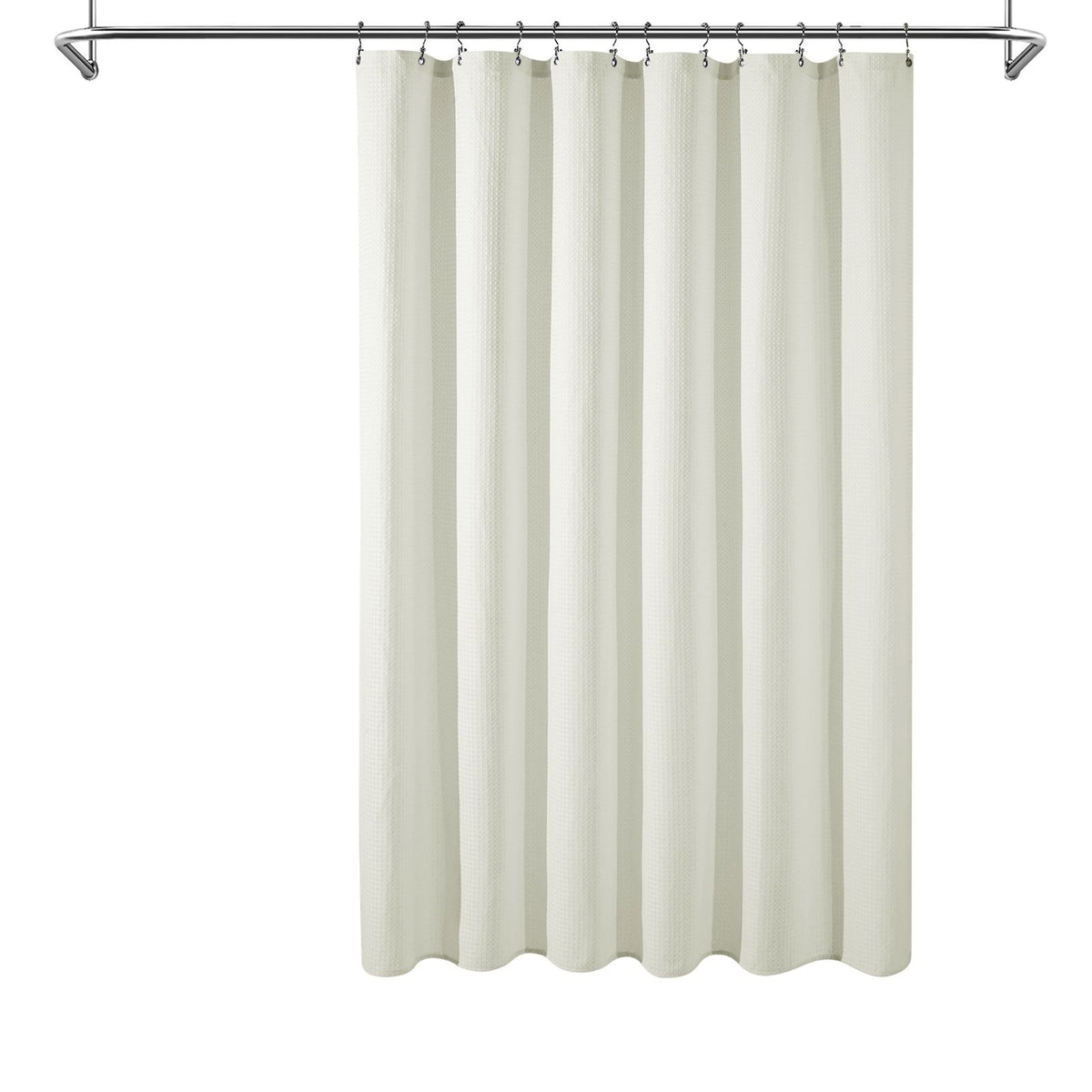 230gsm Waffle Shower Curtain Beige Bath Curtain with Weighted Hem for Cloakroom and Shower Room