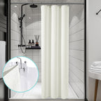 230gsm Waffle Shower Curtain Beige Bath Curtain with Weighted Hem for Cloakroom and Shower Room