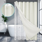 230gsm Waffle Shower Curtain Beige Bath Curtain with Weighted Hem for Cloakroom and Shower Room