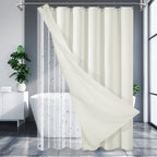 230gsm Waffle Shower Curtain Beige Bath Curtain with Weighted Hem for Cloakroom and Shower Room