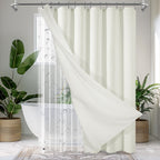 230gsm Waffle Shower Curtain Beige Bath Curtain with Weighted Hem for Cloakroom and Shower Room