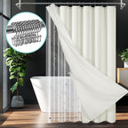 230gsm Waffle Shower Curtain Beige Bath Curtain with Weighted Hem for Cloakroom and Shower Room