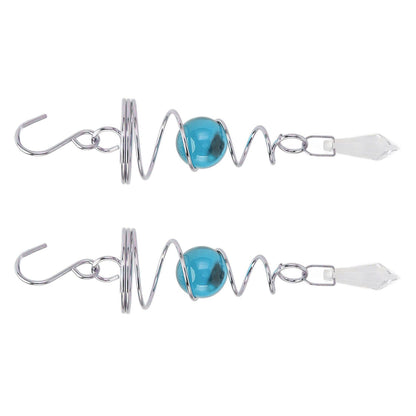 2Pcs Gazing Ball Spiral Tail Wind Spinner Stabilizer Stainless Steel Spiral Wind Chimes for Outside Lake Blue