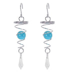2Pcs Gazing Ball Spiral Tail Wind Spinner Stabilizer Stainless Steel Spiral Wind Chimes for Outside Lake Blue