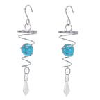 2Pcs Gazing Ball Spiral Tail Wind Spinner Stabilizer Stainless Steel Spiral Wind Chimes for Outside Lake Blue