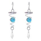 2Pcs Gazing Ball Spiral Tail Wind Spinner Stabilizer Stainless Steel Spiral Wind Chimes for Outside Lake Blue