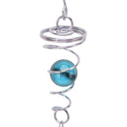 2Pcs Gazing Ball Spiral Tail Wind Spinner Stabilizer Stainless Steel Spiral Wind Chimes for Outside Lake Blue
