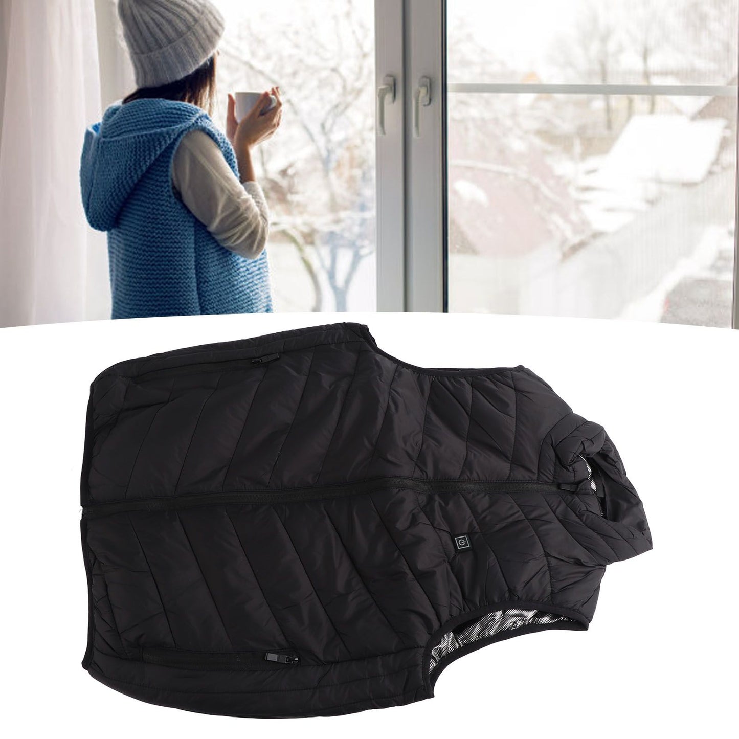 Heated Jacket Unisex 3 Gears Four Zones Heating Polyester Fiber Electric Thermal Vest for Outdoor Winter XXL