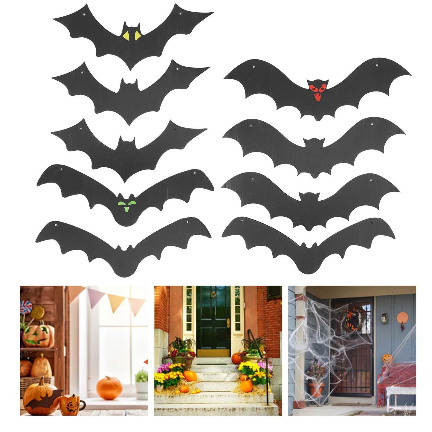 9 PCS Hanging Bats Decoration Courtyard Halloween Party Festival Flying Bats Hanging Ornaments
