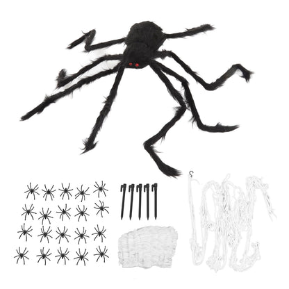 Cobweb and Spider Terror Decoration Soft with 40g Cotton White and Black Spider Cobweb Props for Halloween