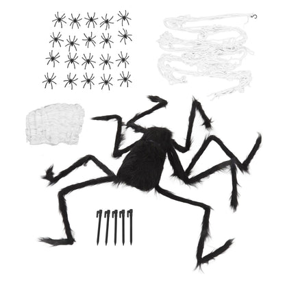 Cobweb and Spider Terror Decoration Soft with 40g Cotton White and Black Spider Cobweb Props for Halloween
