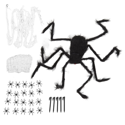 Cobweb and Spider Terror Decoration Soft with 40g Cotton White and Black Spider Cobweb Props for Halloween