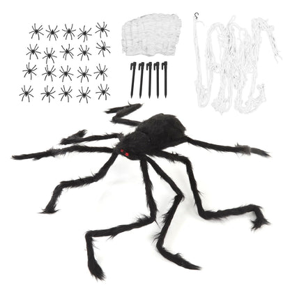 Cobweb and Spider Terror Decoration Soft with 40g Cotton White and Black Spider Cobweb Props for Halloween