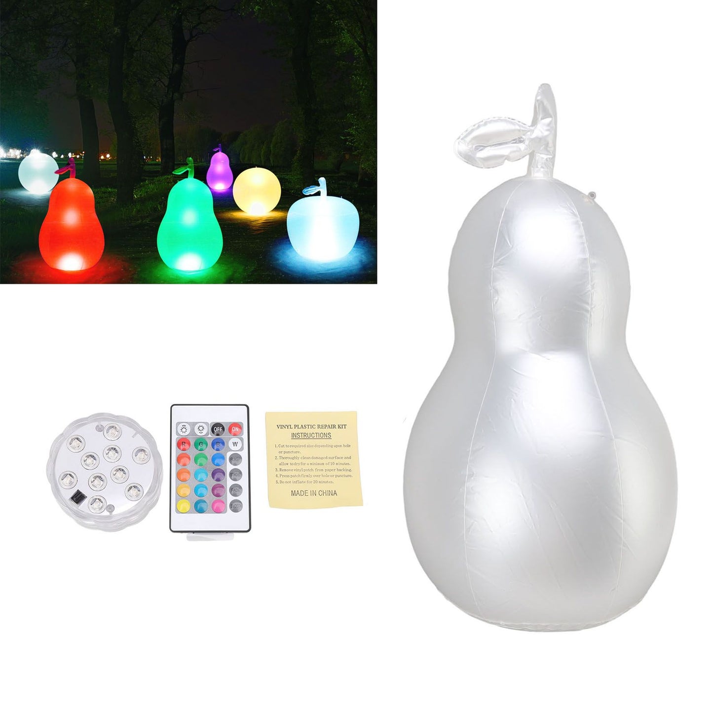 Inflatable Glowing Ball Avocado Shaped Waterproof Remote Control Light Up Ball for Party
