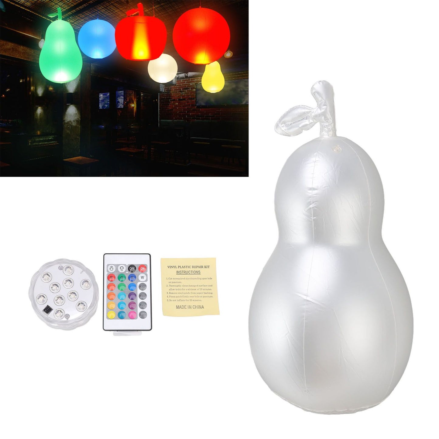 Inflatable Glowing Ball Avocado Shaped Waterproof Remote Control Light Up Ball for Party