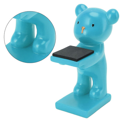 Bear Watch Stand Handcrafted Three Dimensional Modern Style Resin Watch Display Stand for Home Office Blue