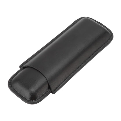 Leather Cigar Case Portable 2 Finger Cigar Holder for Travel Business Trip Boyfriend Gifts Black