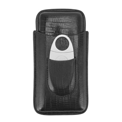 Cigar Leather Case Travel Portable Cigar Holder with Cigar Cutter Accessories Set for Gift Giving