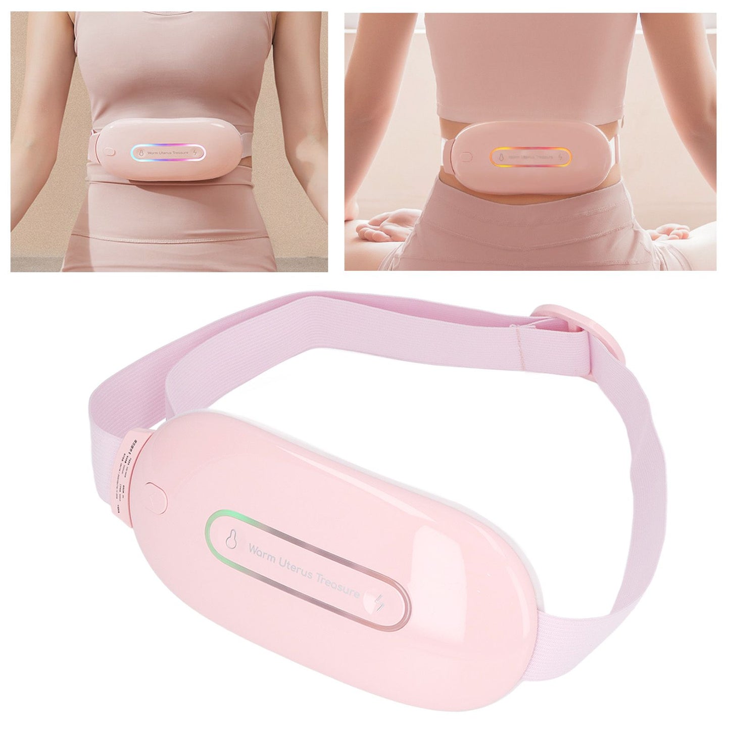 Electric Menstrual Heating Belt 3 Gears Fast Heating Intelligent Massage Electric Waist Belt for Women Pink