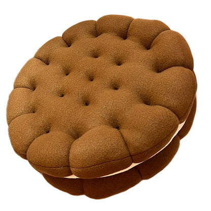 Cookie Cushion Cute Soft Breathable PP Cotton Filling Seating Cushion for Dormitory Bedroom Bedside 450g Chocolate