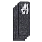 Placemat Cup Mat Set Felt Heat Insulation with Fork Bag Tableware Mat for Home Kitchen Dark Gray