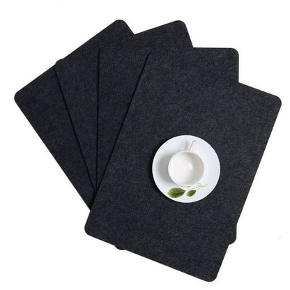 Placemat Cup Mat Set Felt Heat Insulation with Fork Bag Tableware Mat for Home Kitchen Dark Gray